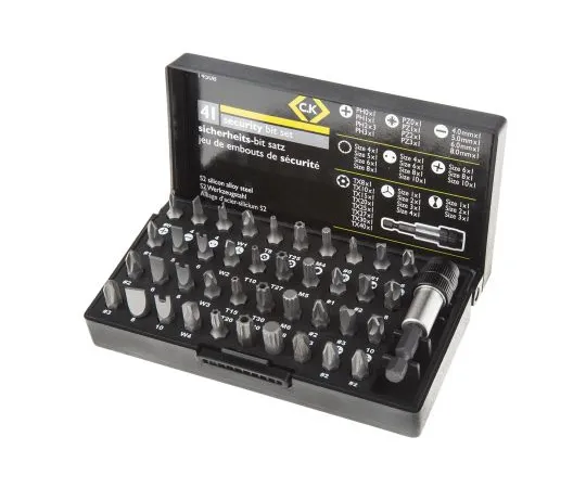 63-7026-96 CK Driver Bit Set 41 pieces, 4 mm, 5 mm, 6 mm, 8 mm, Clutch: 1, Clutch: 2, Clutch: 3, PH0, PH1, PH2, PH3, PZ0, PZ1, T4508