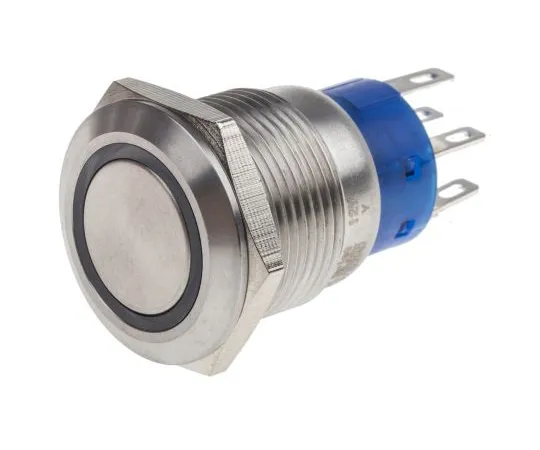 63-6777-83 RS PRO Double Pole Double Throw (DPDT) Latching Yellow LED Push Button Switch, IP67, 19.2 (Dia.)mm, Panel Mount, 250V ac 111-5798