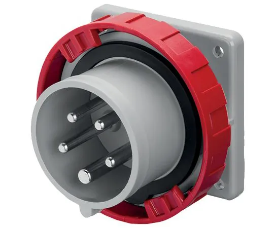 63-6988-65 RS PRO IP67 Red Panel Mount 3P+N+E Industrial Power Plug, Rated At 16A, 415 V 125-4462