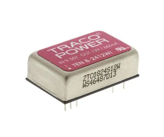 63-7350-95 TRACOPOWER TEN 8WI 8W Isolated DC-DC Converter Through Hole, Voltage in 9 → 36 V dc, Voltage out 12V dc Railway TEN 8-2412WI