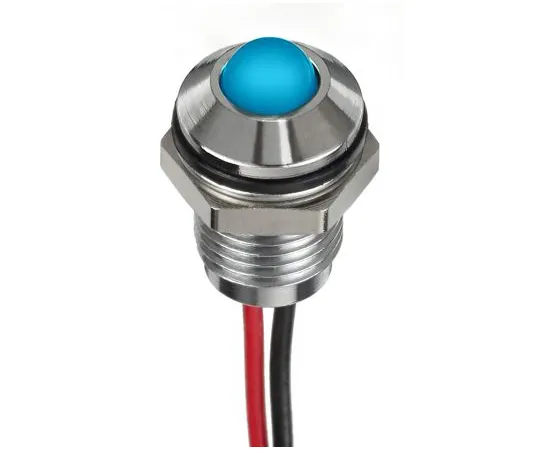 63-7027-27 RS PRO Blue Indicator, 1.8 → 3.3 V dc, 8mm Mounting Hole Size, Lead Wires Termination, IP67 132-9101
