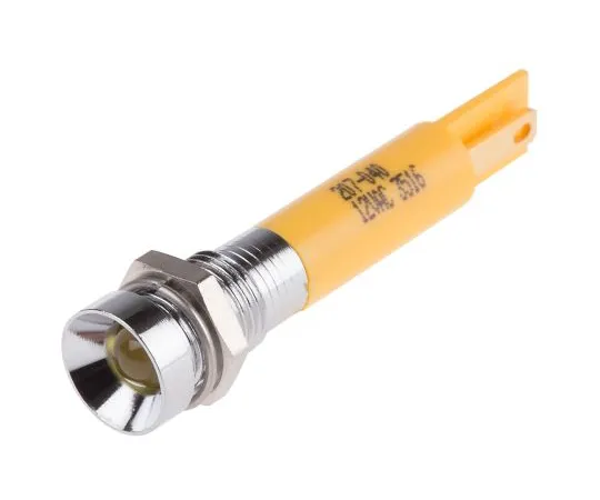 63-6583-80 RS PRO Yellow Indicator, 12 V ac, 8mm Mounting Hole Size, Solder Tab Termination 207-040