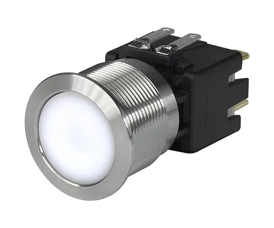 63-7043-57 Schurter Double Pole Double Throw (DPDT) Latching White LED Push Button Switch, IP40, IP64, 22.1 (Dia.)mm, Panel Mount, 3-101-041