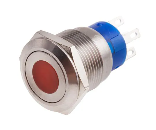 63-6775-29 RS PRO Single Pole Double Throw (SPDT) Momentary Red LED Push Button Switch, IP67, 19.2 (Dia.)mm, Panel Mount, 250V ac 111-3894
