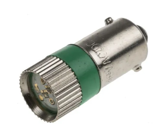 63-6586-03 LED Reflector Bulb, BA9s, Green, Multichip, 10mm dia., 48V ac/dc 209-670