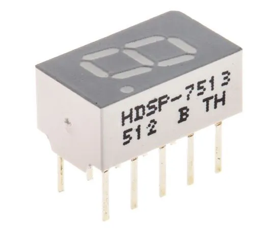 63-7361-97 HDSP-7513 Broadcom 7-Segment LED Display, CC Red 1 mcd RH DP 7.6mm HDSP-7513