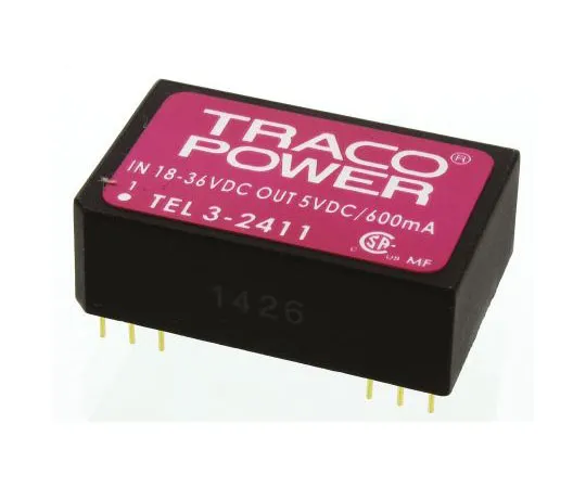 63-7524-66 TRACOPOWER TEL 3 3W Isolated DC-DC Converter Through Hole, Voltage in 18 → 36 V dc, Voltage out 5V dc TEL 3-2411