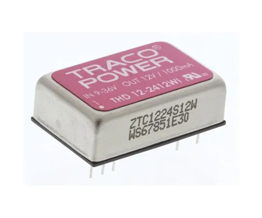 63-7358-11 TRACOPOWER THD 12WI 12W Isolated DC-DC Converter Through Hole, Voltage in 9 → 36 V dc, Voltage out 12V dc THD 12-2412WI
