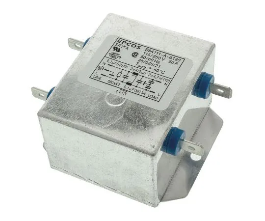 63-7427-13 EPCOS B84111A Series 20A 250 V ac 60Hz Flange Mount RFI Filter, with Tab Terminals, Single Phase B84111A0000B120