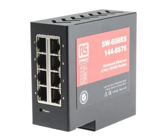 63-7374-31 RS PRO 8 RJ45 port DIN Rail Mount Ethernet Switch, 10/100Mbit/s 144-8676