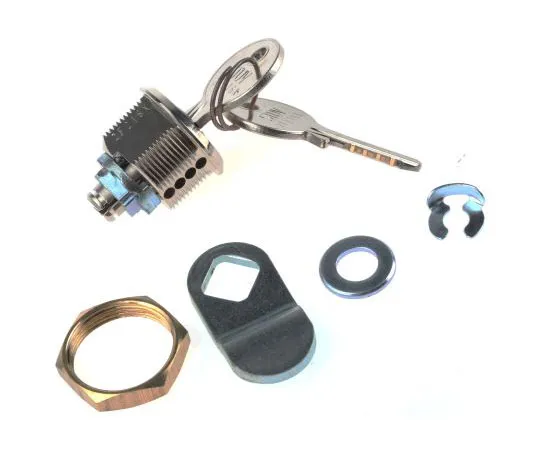 63-7501-59 Steinbach & Vollman Panel to Tongue Depth 20mm Brass Nickel Tumbler Lock, Key to unlock 44880010