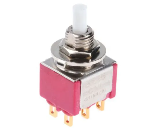 63-7421-81 C & K Double Pole Double Throw (DPDT) Momentary Push Button Switch, 15.24 x 12.70mm, Panel Mount 8225SHZBE