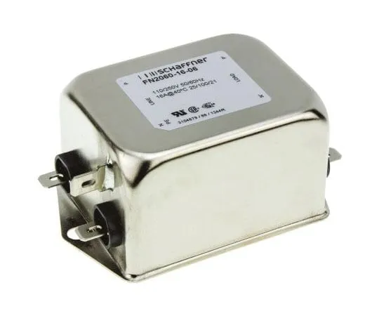 63-7430-03 Schaffner FN2060 Series 16A 250 V ac 0 → 400Hz Chassis Mount RFI Filter, with Tab Terminals, Single Phase FN2060-16-06
