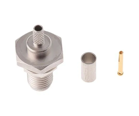 63-7416-75 Telegartner Straight 50Ω Panel Mount Bulkhead Fitting SMA Bulkhead, Crimp Termination RG174/U, RG188 A/U, RG316/U J01151A0009