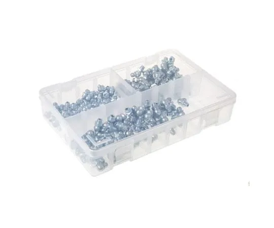 63-7417-21 RS PRO Grease Nipple Kit Contains H1 Straight 1/4 in UNF (x50); H2-45 1/4 in UNF (x50); H3-90 1/4 in UNF (x50); Box 195-4043