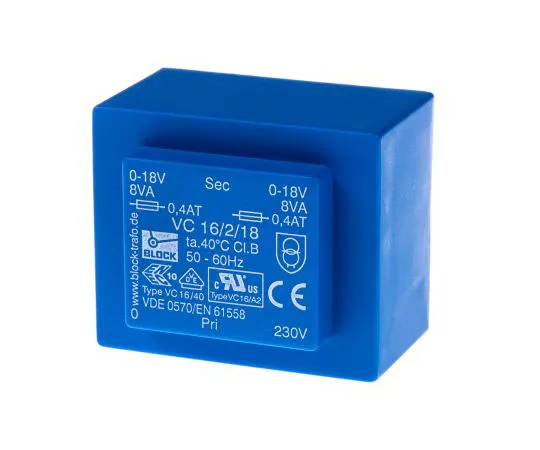 63-7500-58 18V ac 2 Output Through Hole PCB Transformer, 16VA VC 16/2/18