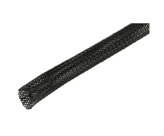 63-7543-53 SES Expandable Braided PET Black Cable Sleeve, 10mm Diameter, 100m Length 6240006010