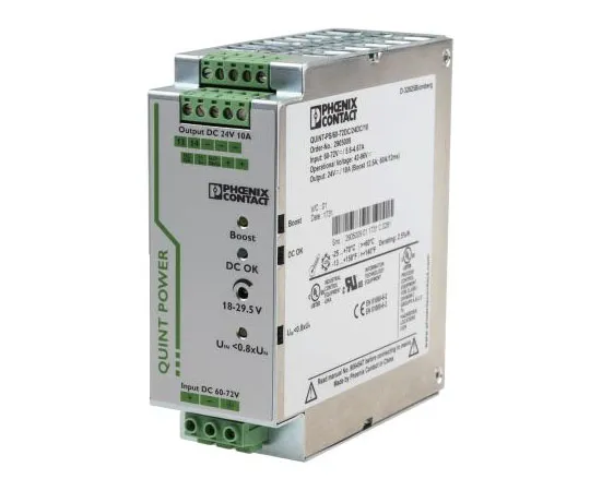 63-7390-39 Phoenix Contact QUINT-PS/60-72DC/24DC/10 24W Isolated DC-DC Converter DIN Rail Mount, Voltage in 42 → 96 V dc, 2905009