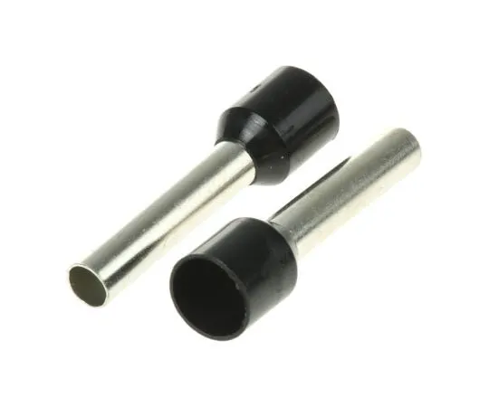 63-7486-27 RS PRO Insulated Crimp Bootlace Ferrule, 18mm Pin Length, 3.9mm Pin Diameter, 6mm² Wire Size, Black 311-7965