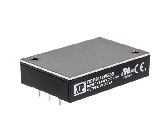63-7397-13 XP Power RDF50 50W Isolated DC-DC Converter Through Hole, Voltage in 14 → 160 V dc, Voltage out 5V dc Railway RDF5072WS05