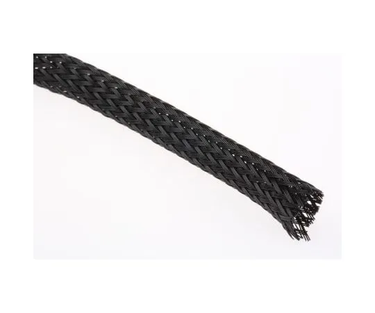 63-7543-52 SES Expandable Braided PET Black Cable Sleeve, 6mm Diameter, 100m Length 6240004010