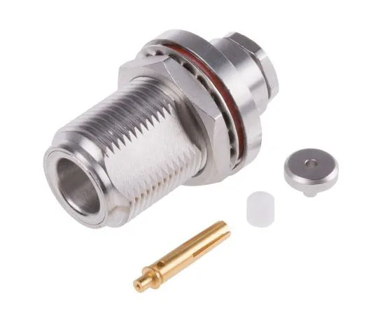63-7474-74 Radiall 50Ω Straight Panel Mount N Type Connector, jack, Clamp Termination, 0 → 11GHz, RG179, RG187, RG188, RG316 R161322000W