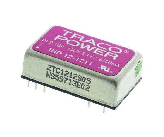 63-7358-18 TRACOPOWER THD 12 12W Isolated DC-DC Converter Through Hole, Voltage in 9 → 18 V dc, Voltage out 5V dc THD 12-1211