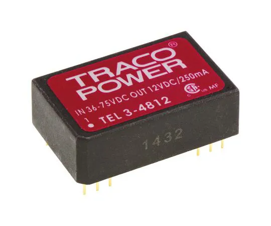 63-7524-72 TRACOPOWER TEL 3 3W Isolated DC-DC Converter Through Hole, Voltage in 36 → 75 V dc, Voltage out 12V dc TEL 3-4812