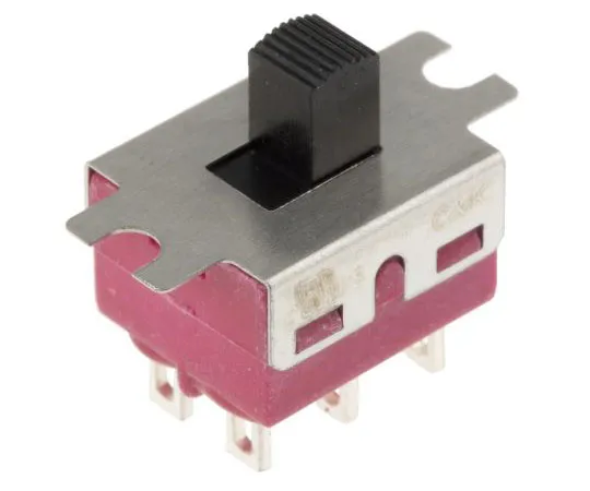 63-7384-61 Panel Mount Slide Switch Double Pole Double Throw (DPDT) Latching 6 A @ 120 V ac, 6 A @ 28 V dc Slide 1201M1S3ZQE2