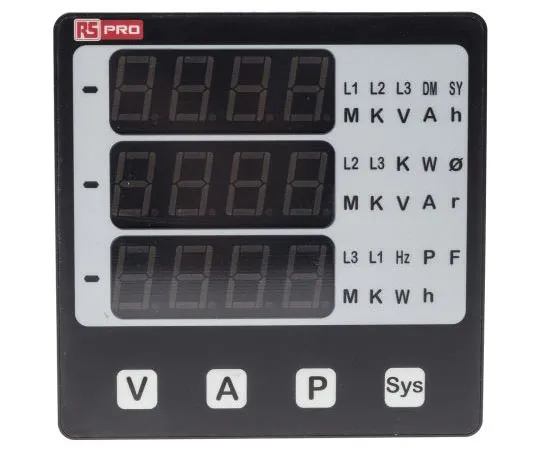 63-7366-10 RS Pro LED Digital Panel Multi-Function Meter for Current, Frequency, System Active Power, System Re-Active Power, 136-5381