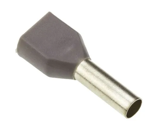 63-7486-28 RS PRO Insulated Crimp Bootlace Ferrule, 12mm Pin Length, 3.8mm Pin Diameter, 2 x 4mm² Wire Size, Grey 311-7993