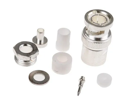 63-7536-70 TE Connectivity Straight 50Ω Cable Mount BNC Connector, Plug, Silver, Through Hole Termination, RG141 A/U, RG58 C/U 1-1478401-0