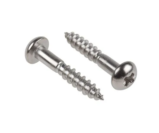 63-7372-48 Pozidriv Round Stainless Steel Wood Screw, A2 304, 5mm Thread, 30mm Length 144-3520
