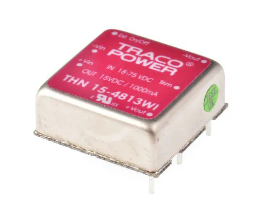 63-7358-17 TRACOPOWER THN 15WI 15W Isolated DC-DC Converter Through Hole, Voltage in 18 → 75 V dc, Voltage out 15V dc THN 15-4813WI