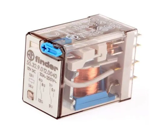 63-7413-48 Finder55 Series DPDT Non-Latching Relay Plug In, 12V dc Coil, 20A 55.32.9.012.0040