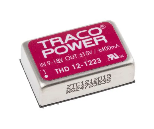 63-7357-81 TRACOPOWER THD 12 12W Isolated DC-DC Converter Through Hole, Voltage in 9 → 18 V dc, Voltage out ±15V dc THD 12-1223