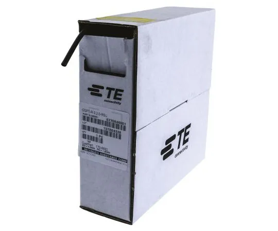 63-7391-62 TE Connectivity Black Halogen Free Heat Shrink Tubing 3.2mm Sleeve Dia. x 10m Length, CGPT Series 2:1 Ratio CGPT-R-3.2-0