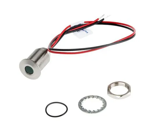 63-7371-13 RS PRO Green Indicator, 21.6 → 26.4 V dc, 10mm Mounting Hole Size, Lead Wires Termination, IP67 139-3354