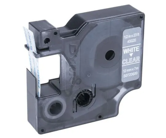 63-7428-87 Dymo White on Transparent Label Printer Tape, 12 mm Width, 7 m Length S0720600