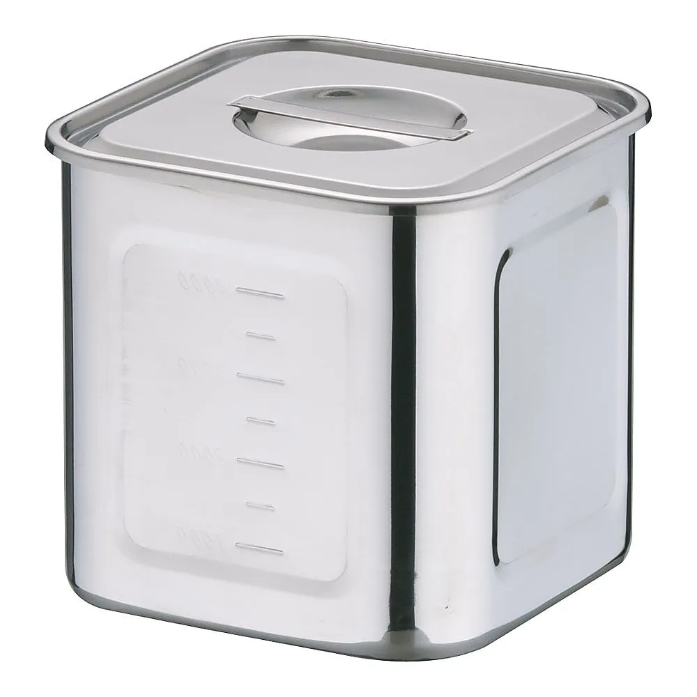 62-6386-12 18-8 Deep Square Kitchen Pot with Scale 18 cm AKK06018