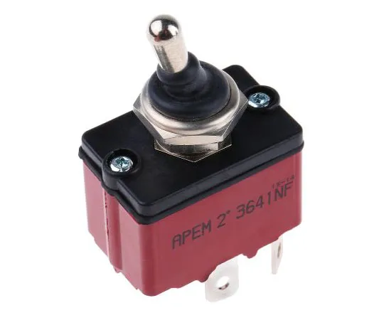 63-7533-69 APEM Double Pole Single Throw (DPST) Toggle Switch, Latching, IP67, Panel Mount 3641NF/2