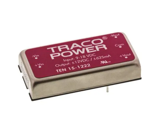 63-7541-04 TRACOPOWER TEN 15 15W Isolated DC-DC Converter Through Hole, Voltage in 9 → 18 V dc, Voltage out ±12V dc TEN 15-1222