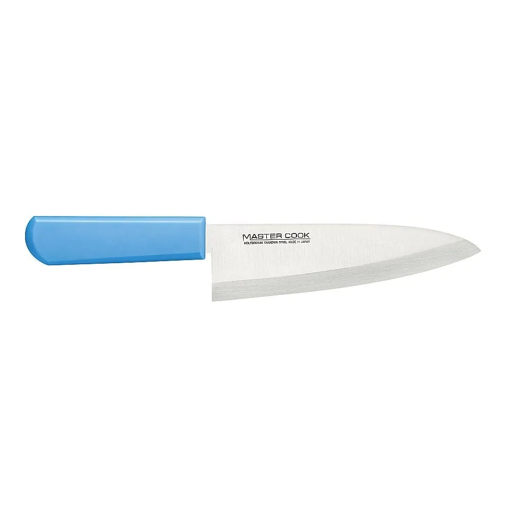 62-6420-75 Mastercock Antimicrobial Color Kitchen Knife, Japanese-Style Blade Blue MCWK-210