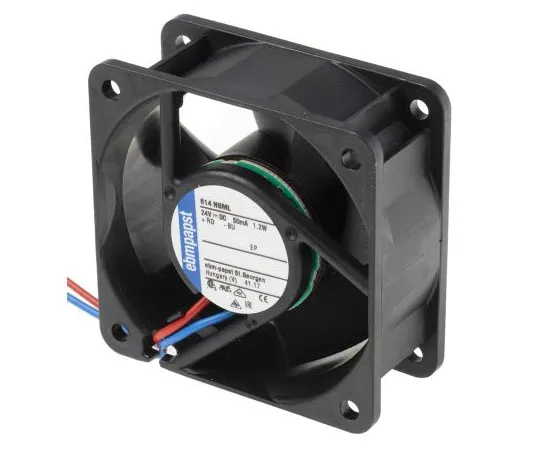 63-7490-84 ebm-papst 600N Series Axial Fan, 60 x 60 x 25.4mm, 25m³/h, 1.2W, 24 V dc 614NGML