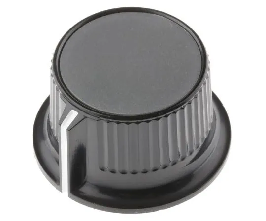 63-7455-03 RS Pro Potentiometer Knob, Grub Screw Type, 28mm Knob Diameter, Black, Grey, 6.4mm Shaft 259-7017