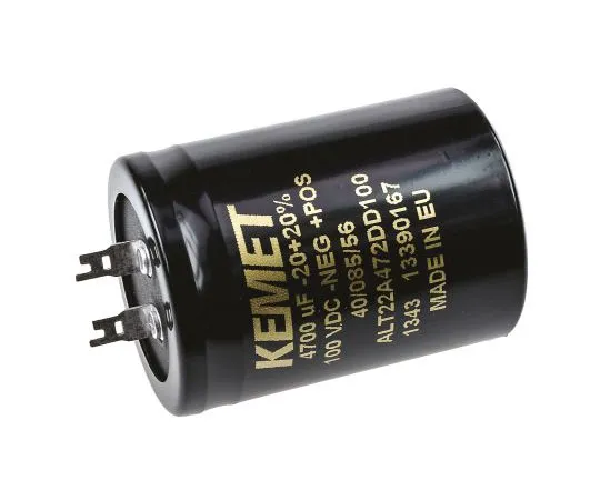 63-7496-48 KEMET 4700μF 100V dc Aluminium Electrolytic Capacitor, Flush Mount 40 x 55mm +85°C 40mm 55mm ALT22A472DD100