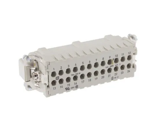 63-7509-09 Han E Series size 16 A Connector Insert, Male, 24 Way, 16A, 500 V 9330242602