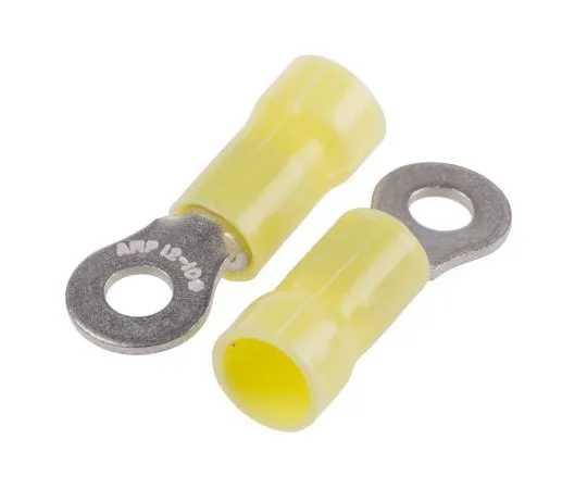 63-7362-67 TE Connectivity PLASTI-GRIP Series Insulated Crimp Ring Terminal, M4 Stud Size, 2.6mm² to 6.6mm² Wire Size, Yellow 34853