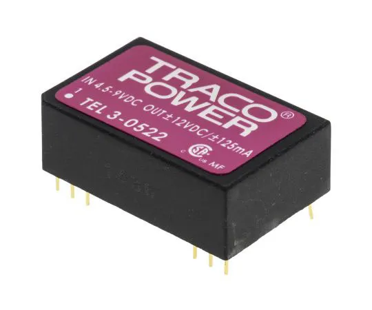 63-7524-54 TRACOPOWER TEL 3 3W Isolated DC-DC Converter Through Hole, Voltage in 4.5 → 9 V dc, Voltage out ±12V dc TEL 3-0522
