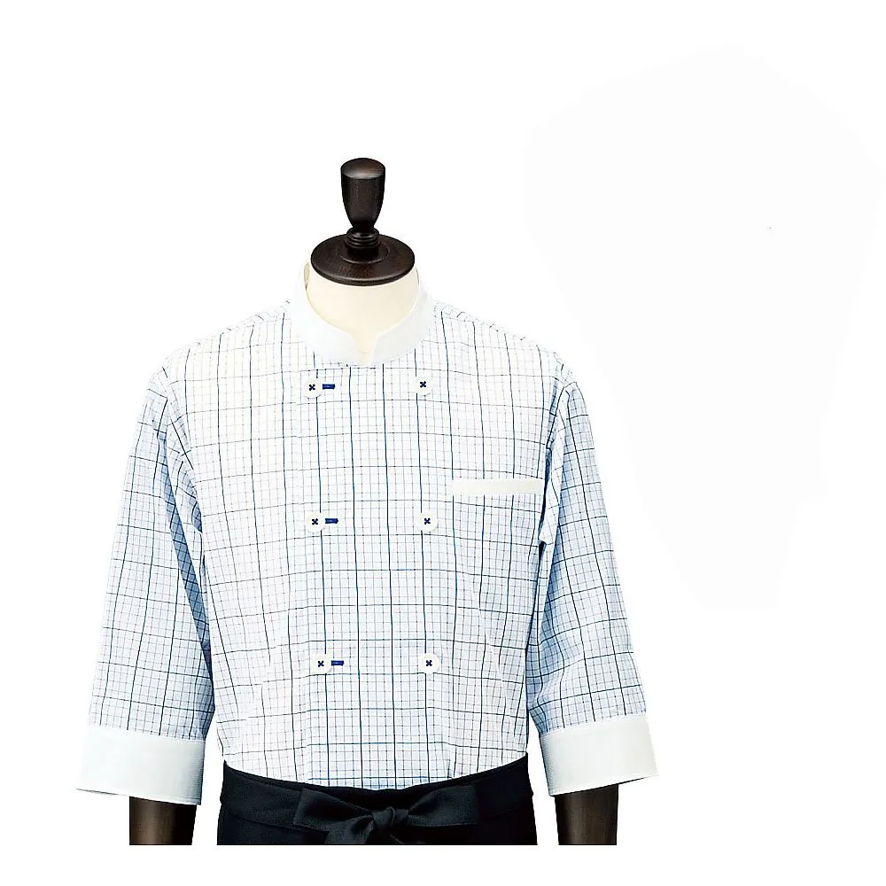 62-6634-57　Check Cock Shirt Stand Color SBK4101 Blue L